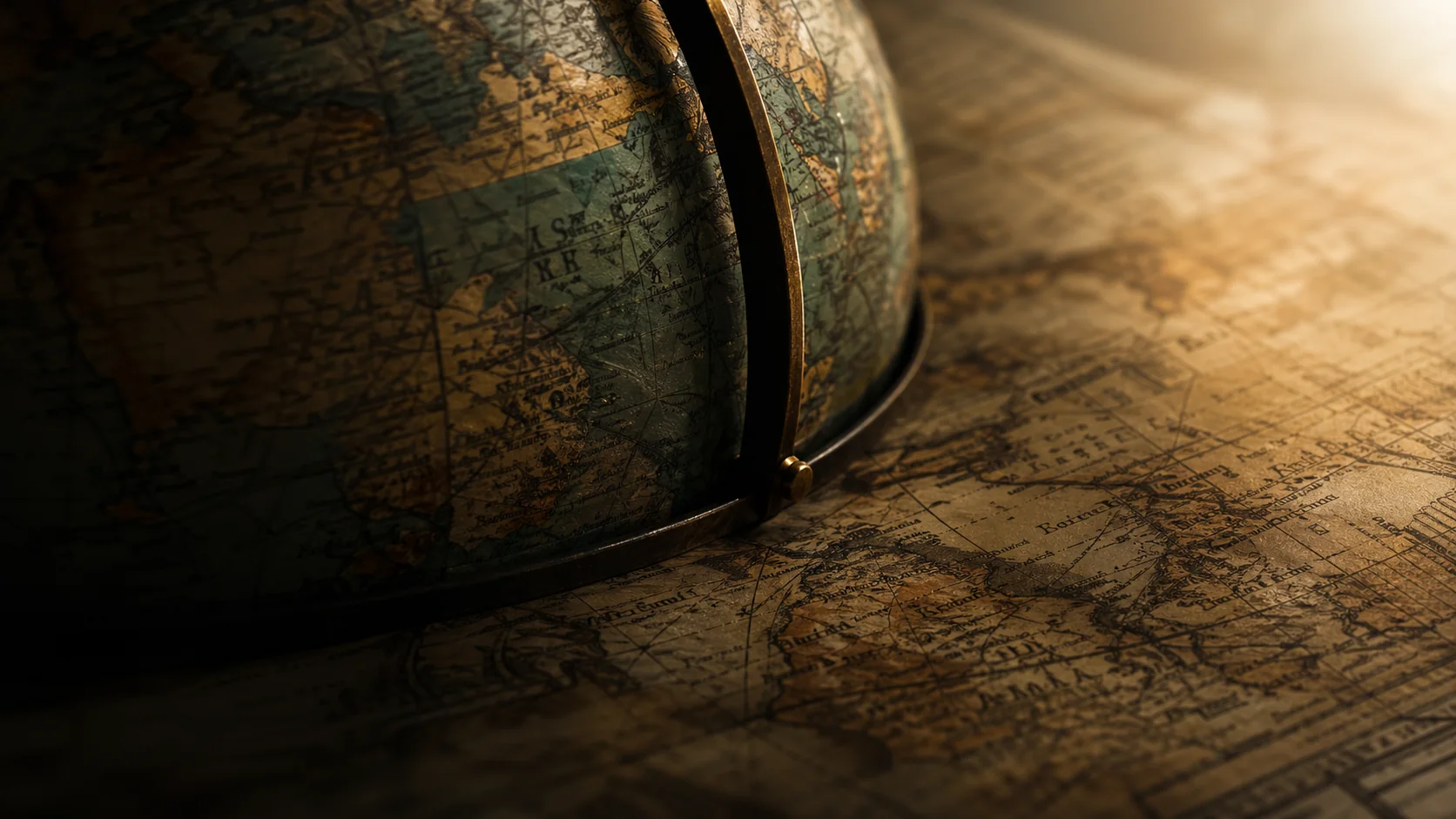 Strategic intelligence map and antique globe representing global advisory insight